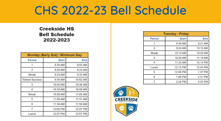 2022-23 Bell Schedule And Calendar | Creekside Education Center