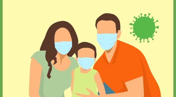 family with masks