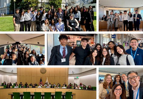 Collage of students and staff in Sacramento during Advocacy Trip